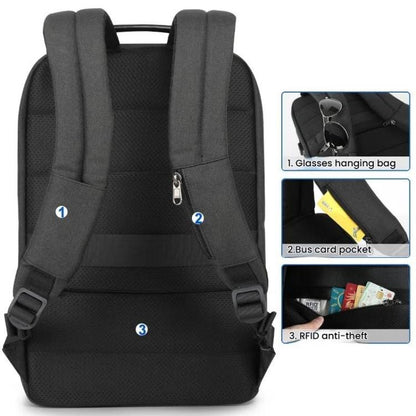Men Anti-Theft Laptop Backpack with USB Charging Port, Headphone Hole & Comfort Shoulder Straps for Travel, Work Commute, Tigernu  15.6-inch Standard, Tigernu 19-inch Expandable