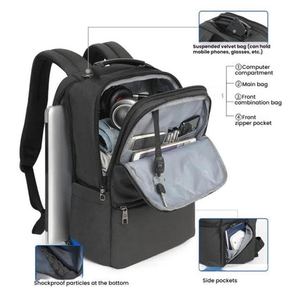 Men Anti-Theft Laptop Backpack with USB Charging Port, Headphone Hole & Comfort Shoulder Straps for Travel, Work Commute, Tigernu  15.6-inch Standard, Tigernu 19-inch Expandable