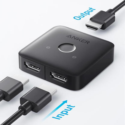 محول HDMI من ANKER A83H1 4K 2 إلى 1 مخرج لمحطة الإرساء، A83H1