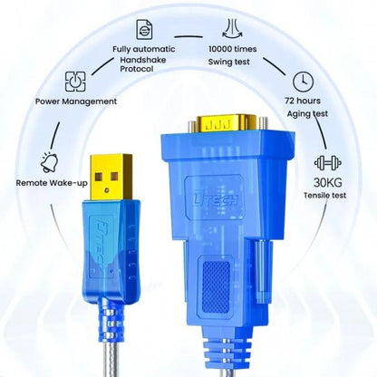 كابل محول تسلسلي DTECH DT-5011 USB 2.0 إلى RS232، ثنائي الشريحة FT232 وZT213 مع مؤشر LED، 0.5 متر، 1 متر، 1.5 متر، 2 متر، 3 متر، 5 متر