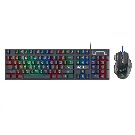 Floating Keycaps Rainbow Backlight Wired Keyboard Mouse Set, iMICE AN-300 Arabic, iMICE AN-300 English