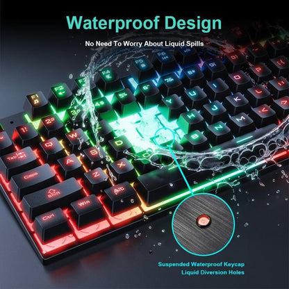 Floating Keycaps Rainbow Backlight Wired Keyboard Mouse Set, iMICE AN-300 Arabic, iMICE AN-300 English
