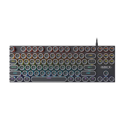 iMICE GK-800 87 Keys USB Wired RGB Round Keycap Mechanical Keyboard, GK-800