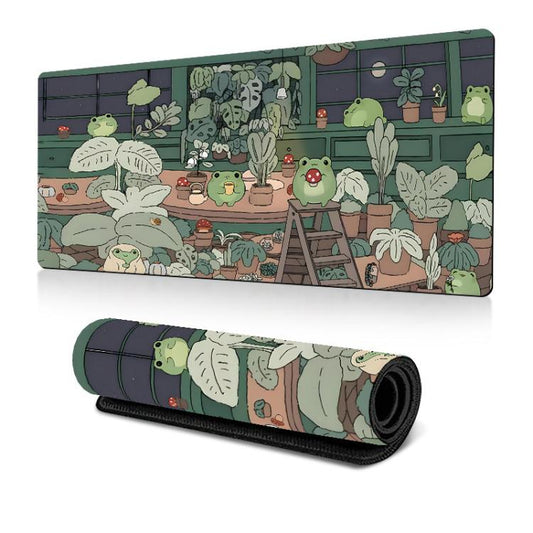 Frog Mouse Pad Cute Green Desk Mat With Non-Slip Rubber Base  For Computer Laptop, 300x600x2mm, 300x600x3mm, 300x700x2mm, 300x700x3mm, 300x800x2mm, 300x800x3mm, 400x900x2mm, 400x900x3mm