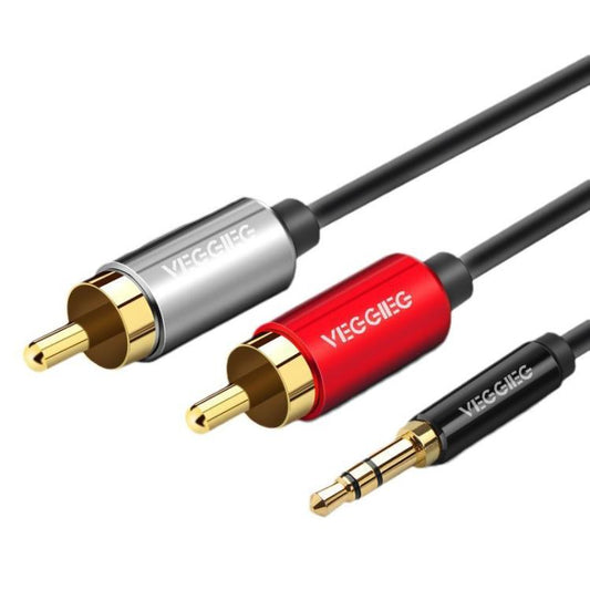 VEGGIEG 3.5mm 3.5 To 2RCA Audio Cable Cell Phone Computer Speaker Connection Cable, 1m, 1.5m, 2m, 3m, 5m, 8m, 10m
