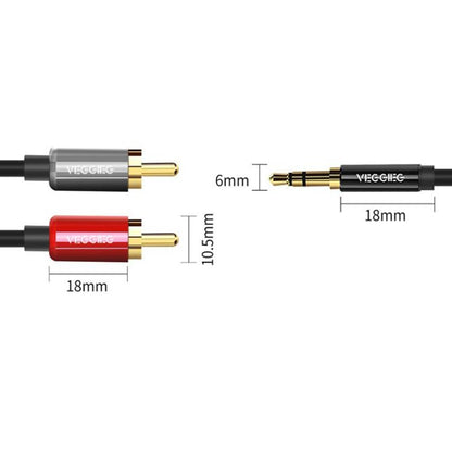 VEGGIEG 3.5mm 3.5 To 2RCA Audio Cable Cell Phone Computer Speaker Connection Cable, 1m, 1.5m, 2m, 3m, 5m, 8m, 10m