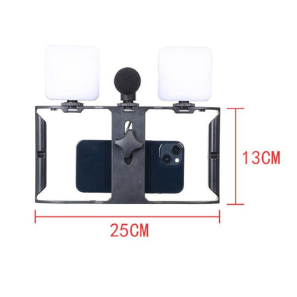 Smartphone Video Rig Kit with LED Fill Light & Microphone All-in-One Mobile Live Streaming, AY-49X