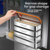 Stainless Steel Slim Rectangular Food Storage Container 304 Narrow Space-Saving Fridge Organizer Box