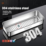 Stainless Steel Slim Rectangular Food Storage Container 304 Narrow Space-Saving Fridge Organizer Box