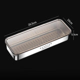 Stainless Steel Slim Rectangular Food Storage Container 304 Narrow Space-Saving Fridge Organizer Box