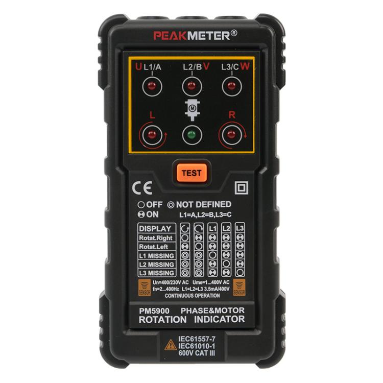 PEAKMETER Three-phase AC Motor Rotation Phase Sequence Tester, PM5900
