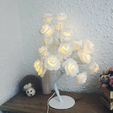 Rose Bedside Night Light Girl Heart Room Decoration Table Lamp, AC 220V(White Base)