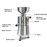 125/1500W Household Stainless Steel Refiner Large Capacity Slurry Separation Fresh Grinding Soymilk Tofu Machine, CN Plug(Silver)