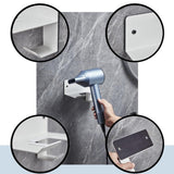 Wall-Mounted Hair Dryer Holder with Cord Organizer – Bathroom Storage Rack for Blow Dryer (White)"