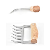 2 PCS Bear Claw Shaped stainless steel Barbecue Fork Chicken Shredded Wooden Handle Anti-skid Creative Kitchen Fork Claw Meat Claw Splitter